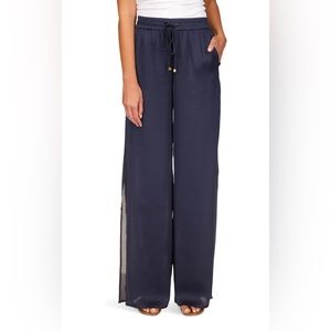 Michael Kors Women's Petite Solid High Slit Pants Midnight Blue Size M